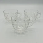 Lot Of 3 Federal Glass  Cup Clear Thumbprint Punch Bowl Cup Glass Yorktown