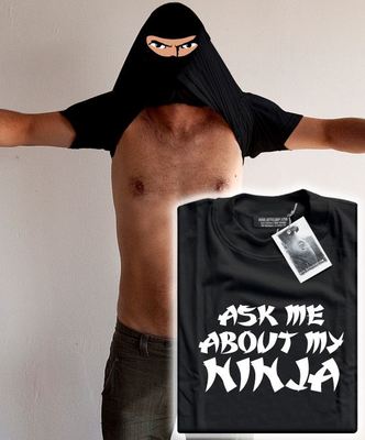 Ask Me About My Ninja Costume T-shirt - Flip Tee Mens Tshirt Great Gift Present!