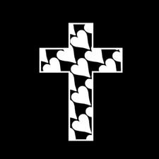 HEARTS INSIDE CROSS Vinyl Decal Sticker - FREE USA SHIPPING