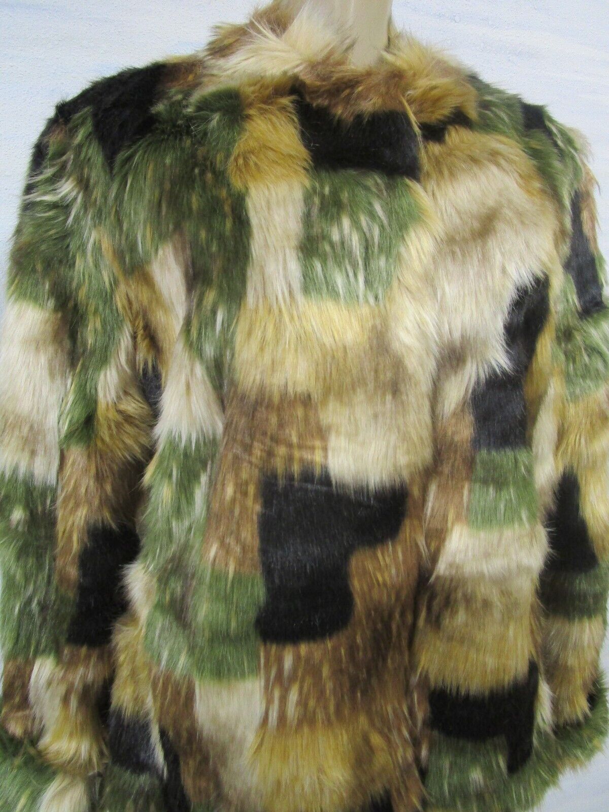 ADRIENNE LANDAU MULTI-COLOR FAUX FUR LONG SLEEVE COAT SIZE XL - NWT