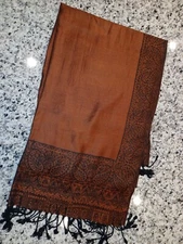 Paisley Print Colorful Soft Pashmina Style Scarf Shawl Brown/Black Wrap