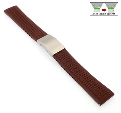 Easy-Klick Premium FKM-Kautschuk Uhrenarmband Modell Riga-S braun 24 mm