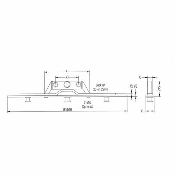 22mm Backset Avocet Inline Espag Upvc Window Lock Mechanism 16mm Rail ...