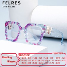 Women Square Fashion Reading Glasses Classic Anti Blue Light Large Frame Glasses