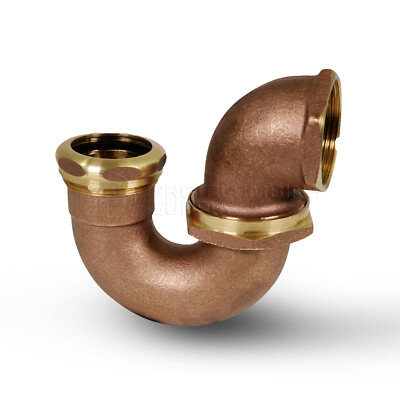 2''in IPS x 1-1/2''in Brass Lead Free LA Pattern Trap Tubular Sink Drain Pipe Fit