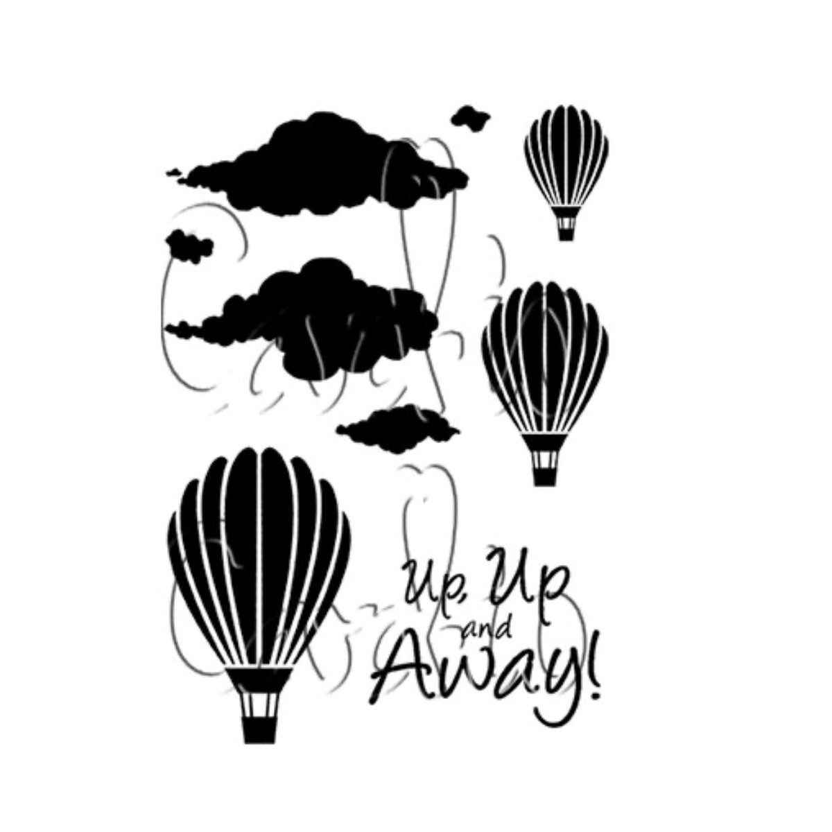 Card-io Up Up & Away Hot Air Balloon Clouds Clear Stamp Set Birthday Card Making