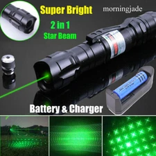 9900 miles Green Laser Pointer Pen Astronomy Visible Beam Lazer+Battery+Charger