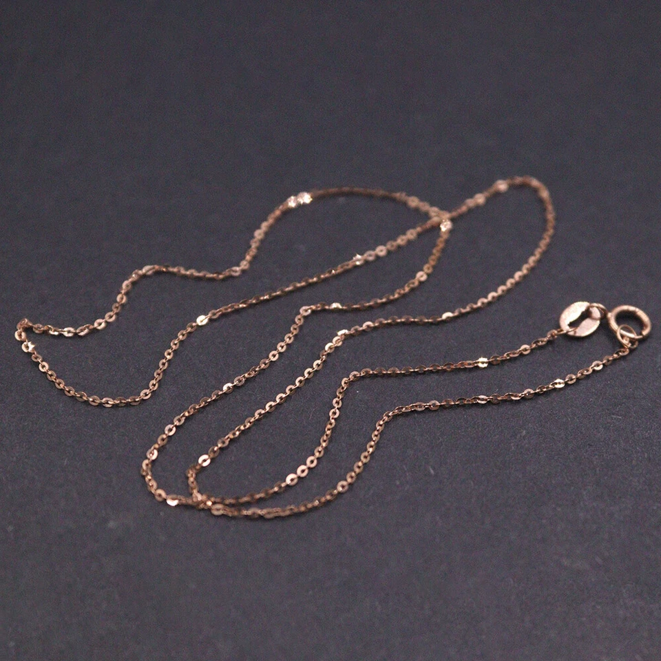 Collar de eslabones de la suerte de 1 mm cadena de oro rosa puro Au750 real 0,9-1,1 G 16 pulgadas Foto 3 de 4