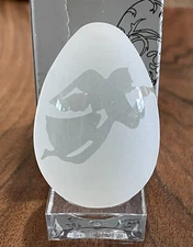 VTG Pilgrim Glass Frosted Etched Angel  W/acrylic stand Paperweight