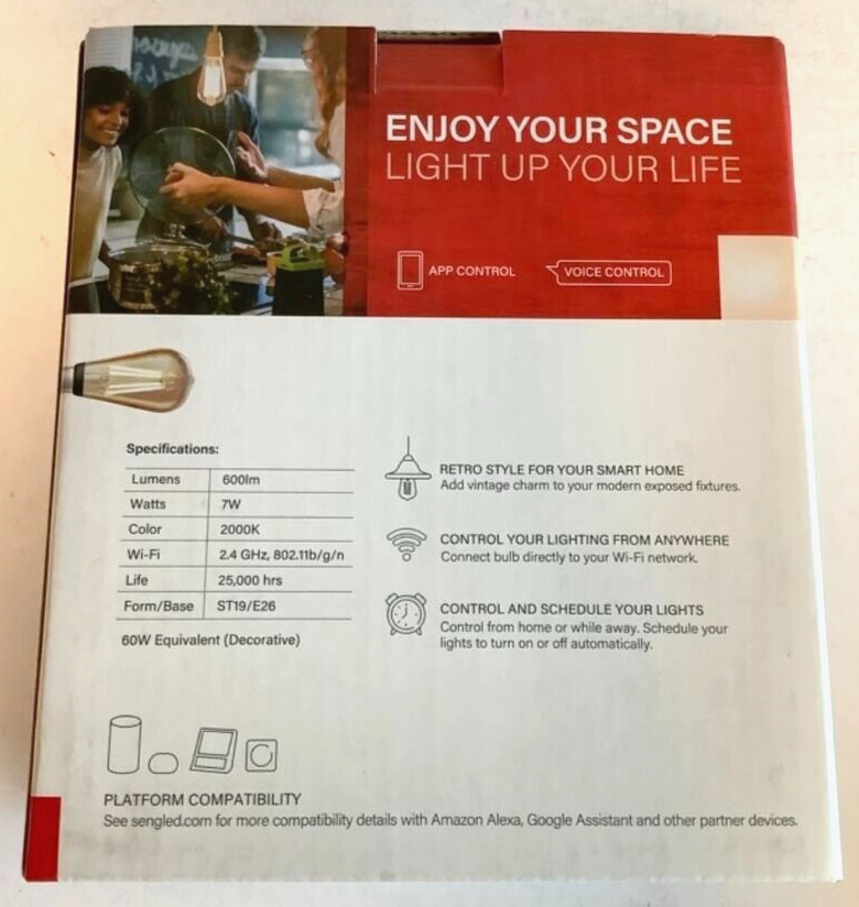 Sengled Smart Edison Filament LED 60W Bulbs 2000k Warm Amber Retro Light W17-N11