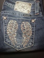 Miss Me Bling Angel Wings Straight Leg Jeans - Vintage Size 25