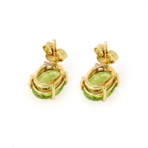 1.85 Ct Peridot Prong Earrings 18K Solid Yellow Gold - Picture 5 of 5