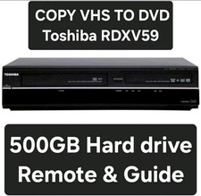 Toshiba RDXV59 Upgraded 500GB HDD Copy VHS to DVD VHS DVD Recorder Remote Guide