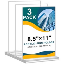 8.5x11 Acrylic Sign Holder 3 Pack Vertical Clear Table Menu Signs Holder,Doub...
