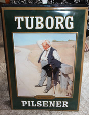 Tuborg Pilsener Werbeschild Blech 60x40 cm geprägt Schrift erhaben Bier Brauerei
