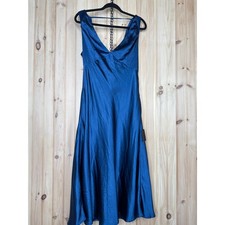 Lulus Incredible Love Navy Satin Cowl Back Midi Slip Dress Luxe Wedding Medium