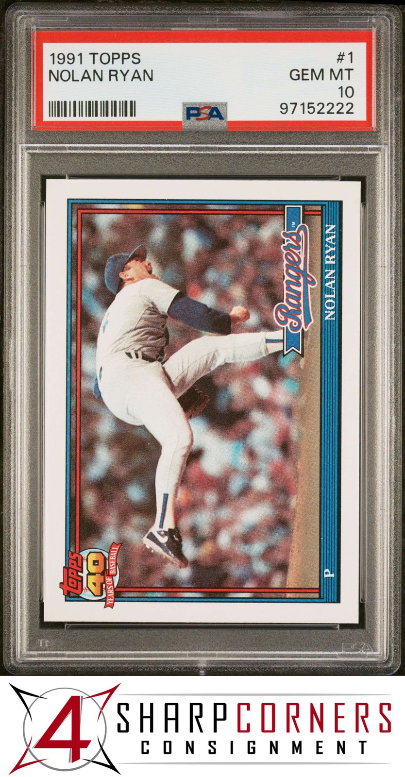1991 TOPPS #1 NOLAN RYAN RANGERS HOF PSA 10