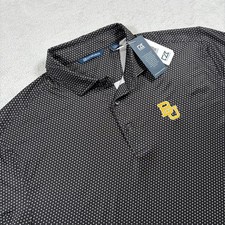 Cutter  Buck Pike Eco Shadow Polo Shirt Men LT Black Check Baylor University