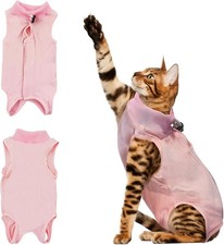 Cat Surgery Recovery Suit - L Size Pink, Soft and Breathable for a Comfortable