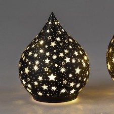 LED Dekoobjekt Tropfen FESTIVAL Sterne H. 16cm schwarz gold Formano W25