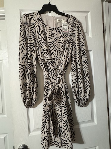 Eliza J Belted Dress NWT Women’s Career Business Casual Sz 14 Botanical Print