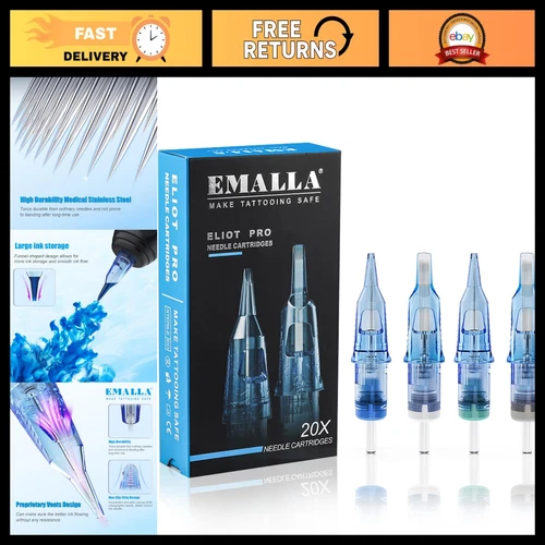 Pro Tattoo Cartridge Needles 1207RLL - 20 Pack, High Precision, Professional Qua - product listing photo