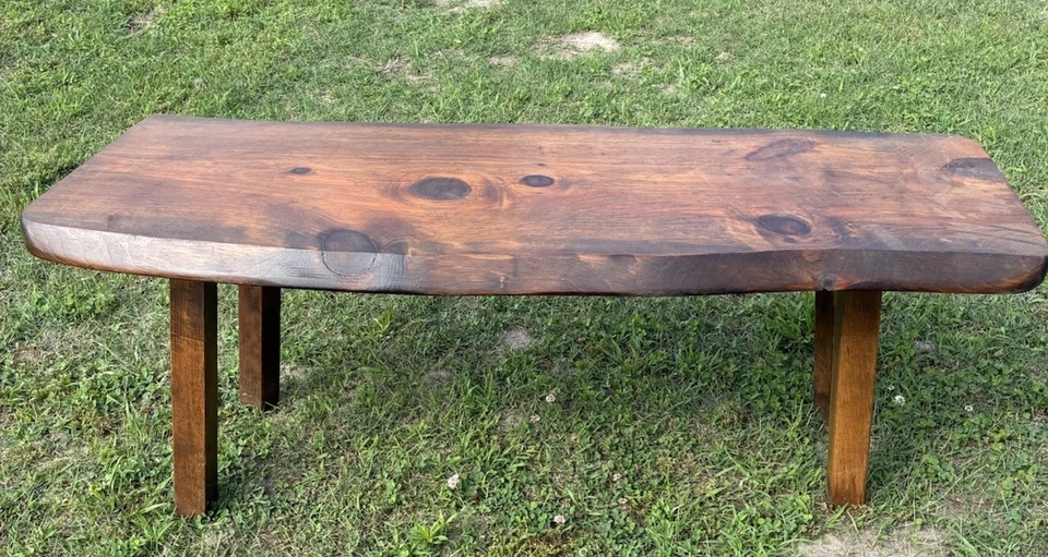 Vtg Mid-Century Modern Free Form Live Edge Pinewood Coffee Table 19.5 X 48 X 18 - Image 4 of 4