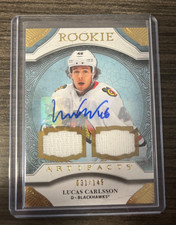 Lucas Carlsson 2020-21 UD Artifacts Rookie Jersey Auto /149 Chicago Blackhawks