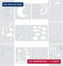 12 Pieces Moon and Star Stencil Clouds Stencil Reusable Star Template Planet Pla