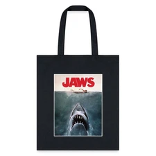 Jaws Movie Poster Logo Tote Bag, One Size, black