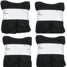 4 Pack Nike Everyday Cushioned Crew Socks Black 6 Pairs Women  s 6-10 Youth 5Y-7Y