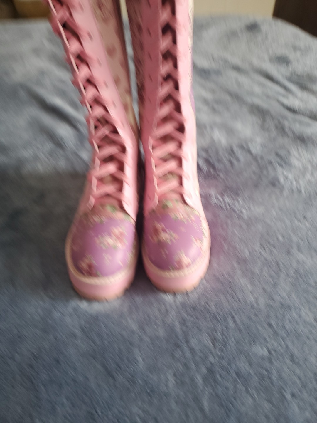 Sugar Thrills Multi Patchwork Knee High Combat Bo… - image 4