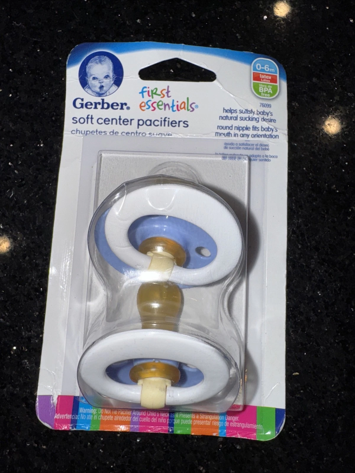 Gerber First Essentials Soft Center Pacifiers 0-6m Latex BLUE WHITE NEW 2 PACK
Opens in a new window