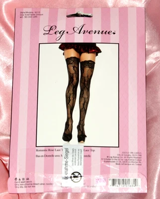 STRÜMPFE Stay Ups ROMANTIC ROSE LACE halterlos schwarz Spitze one size - Bild 1 von 2