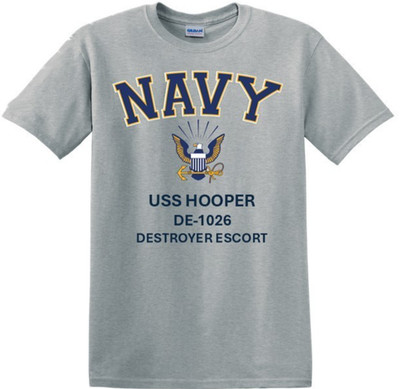 USS HOOPER  DE-1026* DESTROYER ESCORT* NAVY EAGLE *T-SHIRT. OFFICIALLY LICENSED
