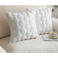 Set of 2 White Christmas Tree Throw Pillow Covers 18x18 Soft Cozy Holiday
