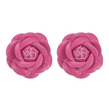 2-Pack Decorative Rose Shoe Clips, Leather Fashion Flower Clip Rose Red