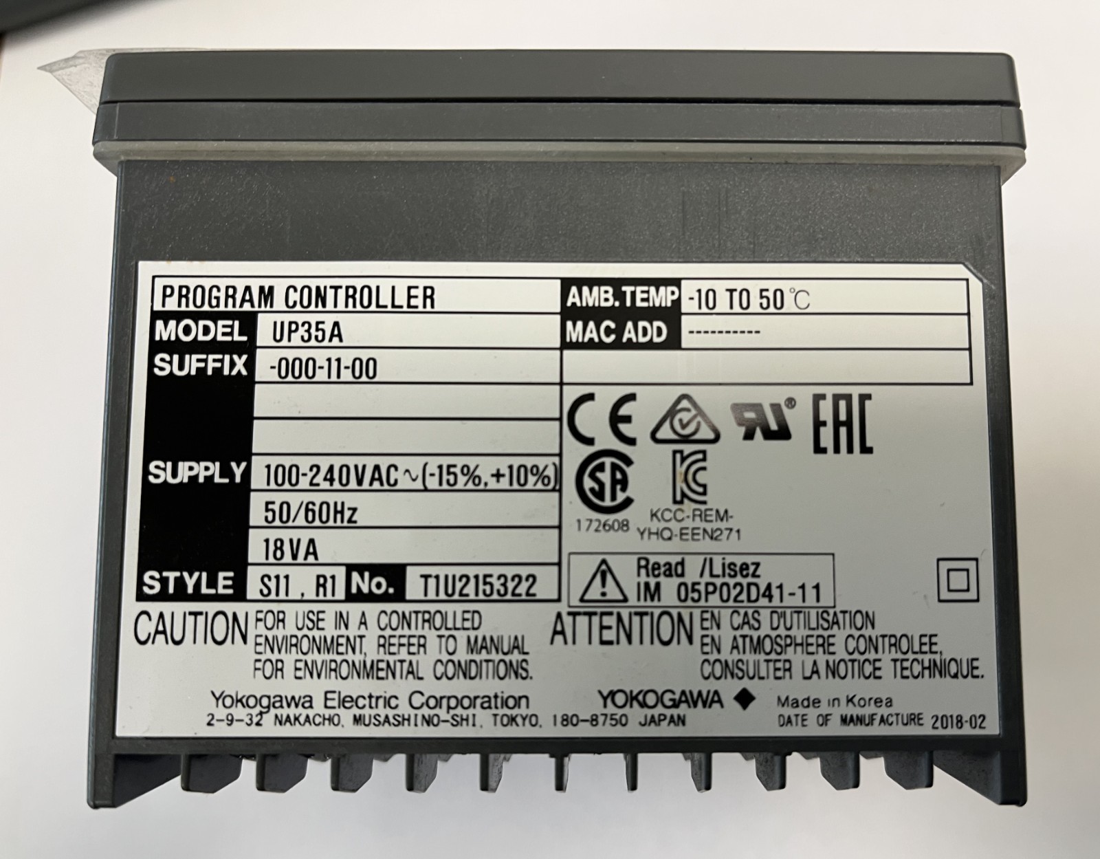 Régulateur programmable YOKOGAWA UP35A-000-11-00 avec gestion thermique mono-boucle stable - 3
