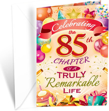 Greetings 85Th Birthday Card, Made in America, Eco-Friendly, Thick Card Stock wi