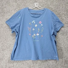 Life Is Good Crusher Women's Shirt Floral Blue 3X-Large