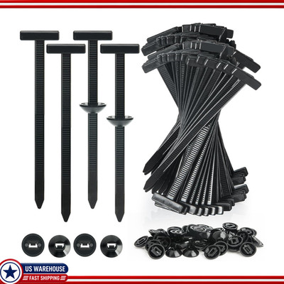 50PCS Universal Nylon Zip Tie Cable Buckle, Self-Locking Push Pin Rivet Fastener