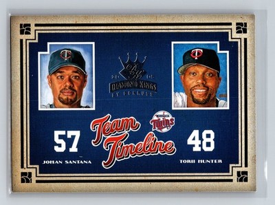 2005 Donruss Diamond Kings - Torii Hunter / Johan Santana #TT-13 - Team Timeline