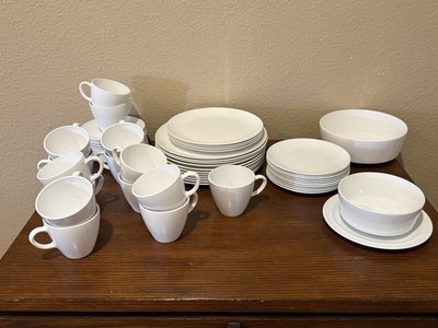 Corning Centura White Coupe 55 Pc Place Setting Vintage Plates Bowls Cups Lot