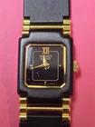 Seiko Tank Watch Women 13mm Black Dial Two Tone Rectangle 1E20-5249