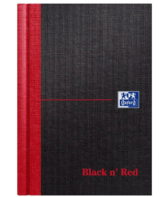 Oxford Black N' Red Ruled A-Z Casebound Hardcover A6 Notizbuch, 192 Seiten,