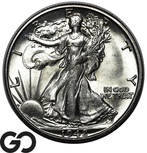 1942-S Walking Liberty Half Dollar, Swirling Luster Solid Gem BU++