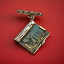 Vintage Souvenir Zagreb Croatia Locket / Pin With Photo