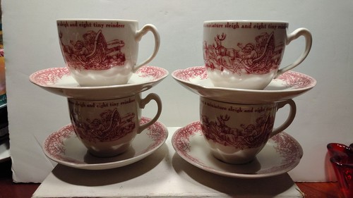 Twas the Night Before Christmas - Set of 4 Cup & Saucer Sets