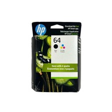 HP 64 Black  Tri-Color Original Ink Cartridges 2-Pack N9J90AN Exp March 2025