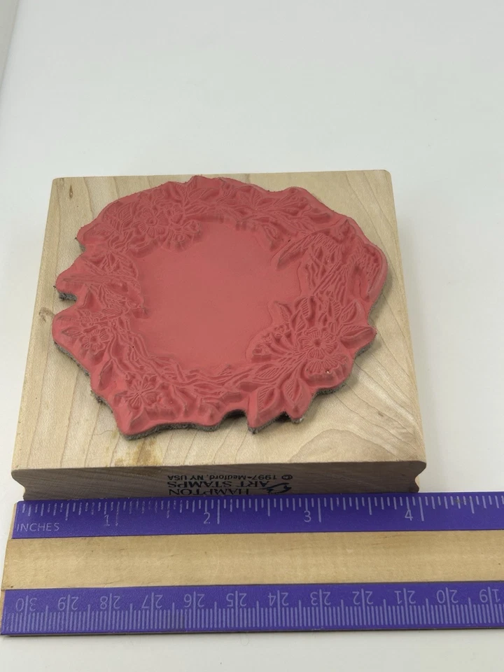 Hampton Art Wreath Birds Vines Flowers Spring Summer Wood Mount Rubber Stamp - Image 3 of 4